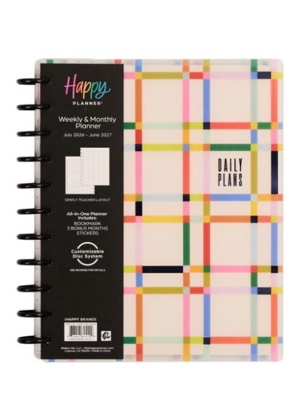 Happy Planner Rainbow Geometric & Plaid 12-Tab Divider Set